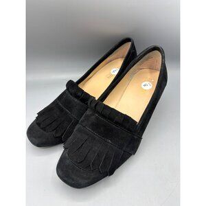 Reaction Kenneth Cole Shoes Womens 8 Black Suede Loafers‎ Fringe Block Heel